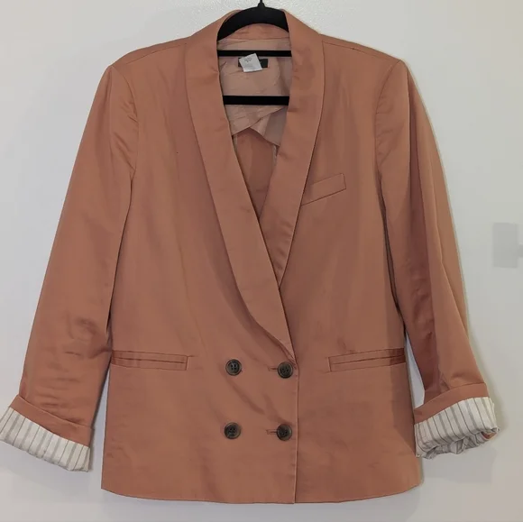 J.Crew Double Breasted Blazer Size Size 4 Blush Peach Tailored Quiet luxury Chic - Picture 3 of 6